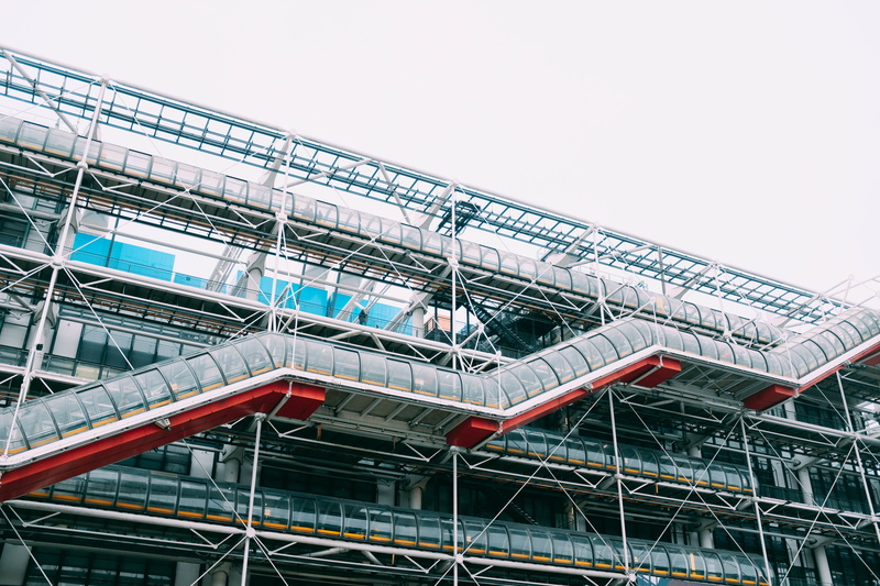 view, refinery, architecture, steel, factory, train, copy space, red, 5K, metal industry, apparel, sky, rail transportation, office building, building