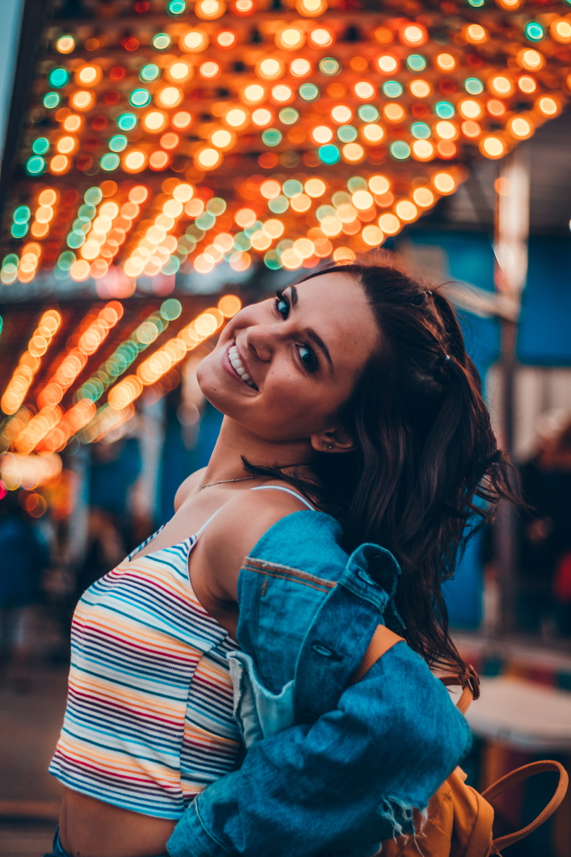 outdoors, young women, emotion, person, illuminated, finger, fashion, 5K, carnival, theme park, amusement park, leisure activity, lifestyles, sphere, food