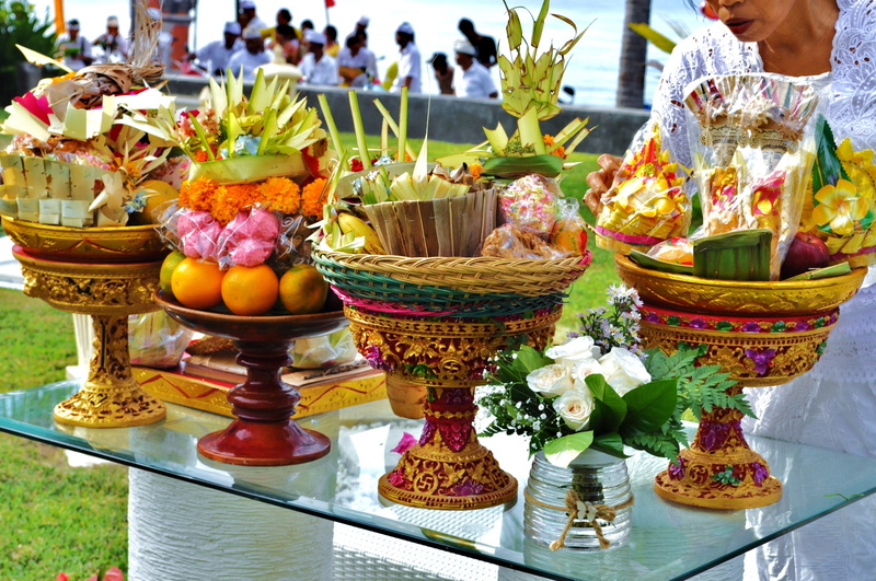 flowering plant, men, 2K, festive decorations, traditionally, rose, bali, plant, table, building, focus on foreground, basket, party, beach villa, ornament