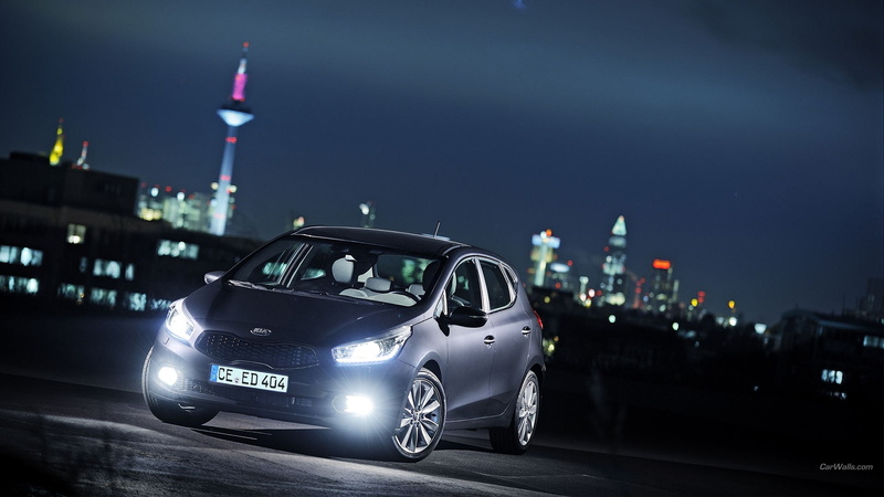 skyscraper, 1080P, road, built structure, car, night, illuminated, cityscape, speed, transportation, dusk, mode of transportation, motion, Kia Ceed, aggression