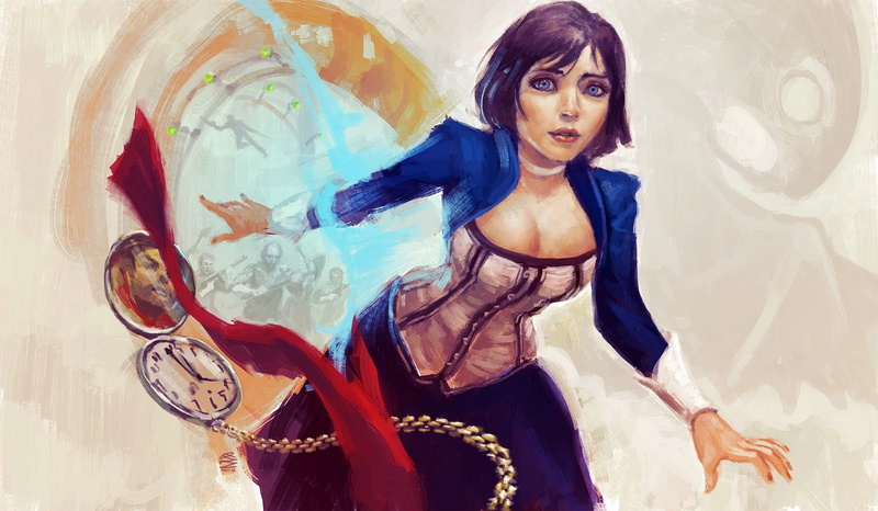 clocks, games, elizabeth, blue, 720P, Video Games, infinite, bioshock, eyes, women, art, video, hd