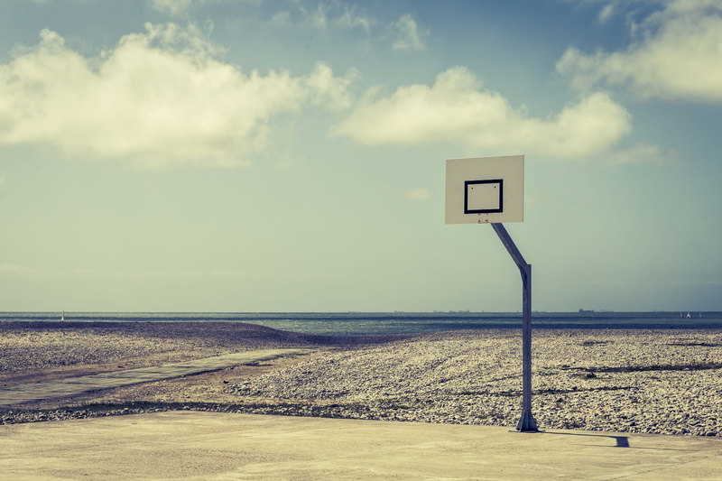 beauty in nature, outdoors, daytime, sunlight, day, scenics - nature, field, cloud - sky, horizon, beach, black, coastline, water, tranquility, empty, basketball