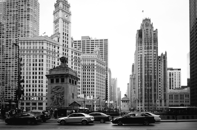 city, cityscape, rise, city street, office building exterior, street, land vehicle, cars, citylife, black and white, high, car, mode of transportation