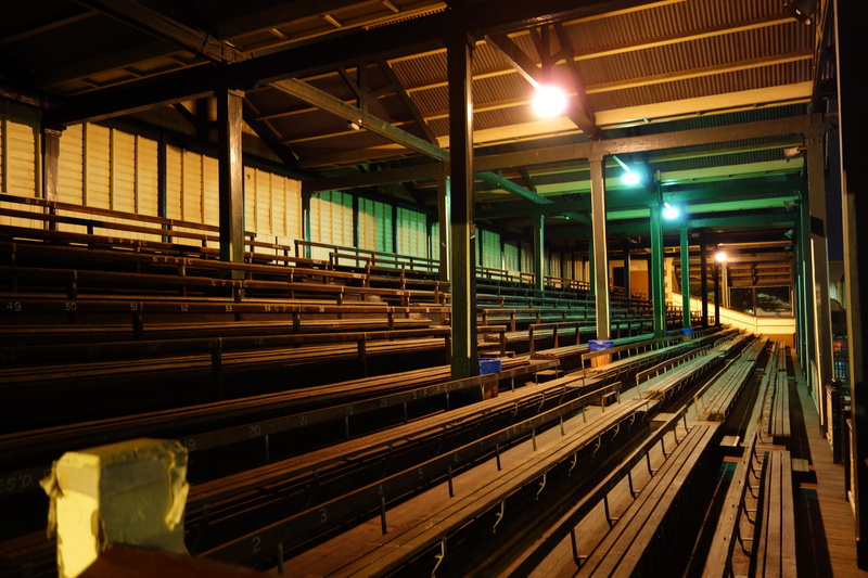 travel, field, stadium, built structure, transportation, indoors, ceiling, 5K, lighting equipment, seats, railroad track, night, footy, theater, bridge - man made structure
