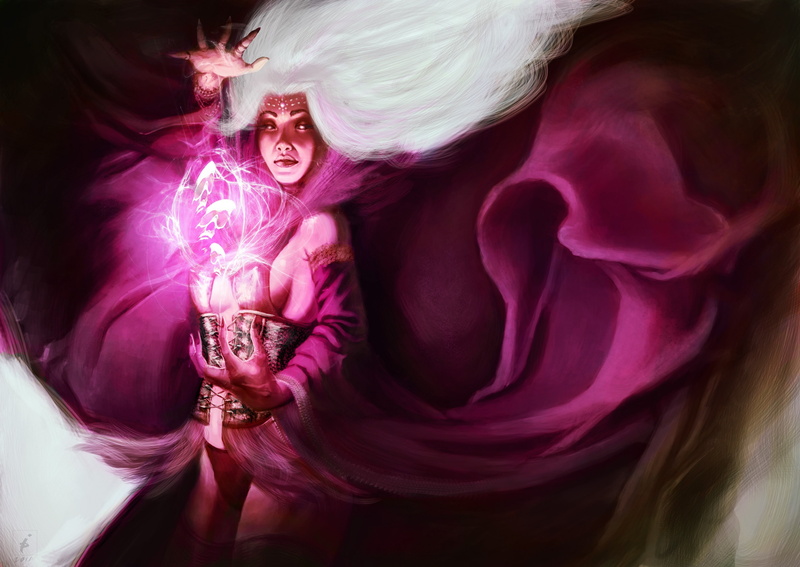 fantasy, magic, white hair, white, hair, witch, 4K