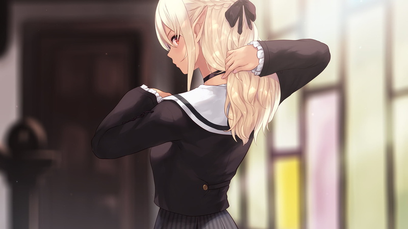 Cait Aron, Virtual Youtuber, anime, 1080P, blonde, Cait, anime girls, elf ears, Shiranui Flare, Hololive, dark elf