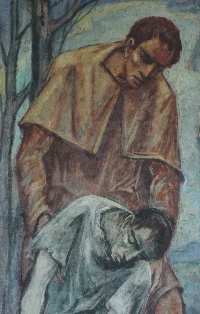 sadness, art and craft, representation, indoors, male likeness, belief, faith, close-up, human representation, female likeness, statue, prodigal son detail