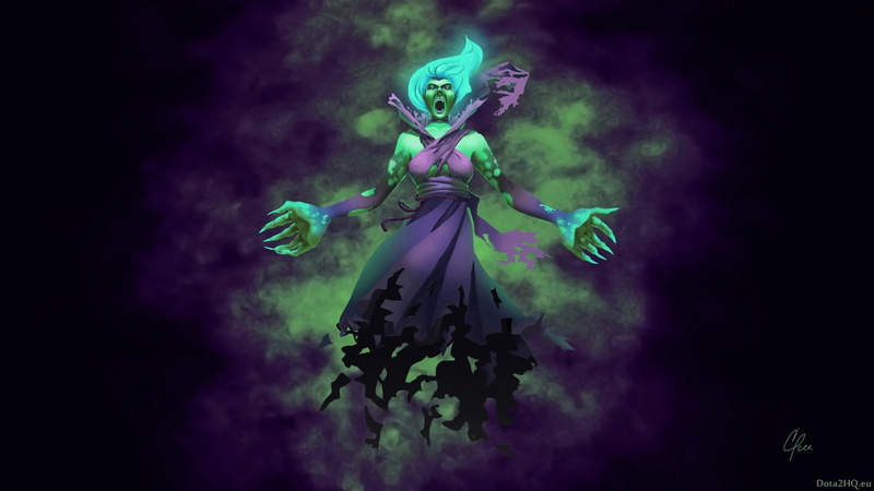 DotA 2, Evil, Death Prophet (DotA 2), Video Game, 1080P, Dota, Purple, Green, Witch