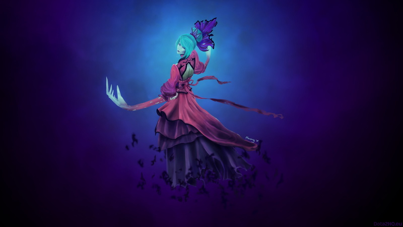 elegance, beauty, blue, young adult, indoors, Death prophet, motion, fashion, water, Dota 2, nature, fantasy, studio shot, Regalia of the mortal coil, purple