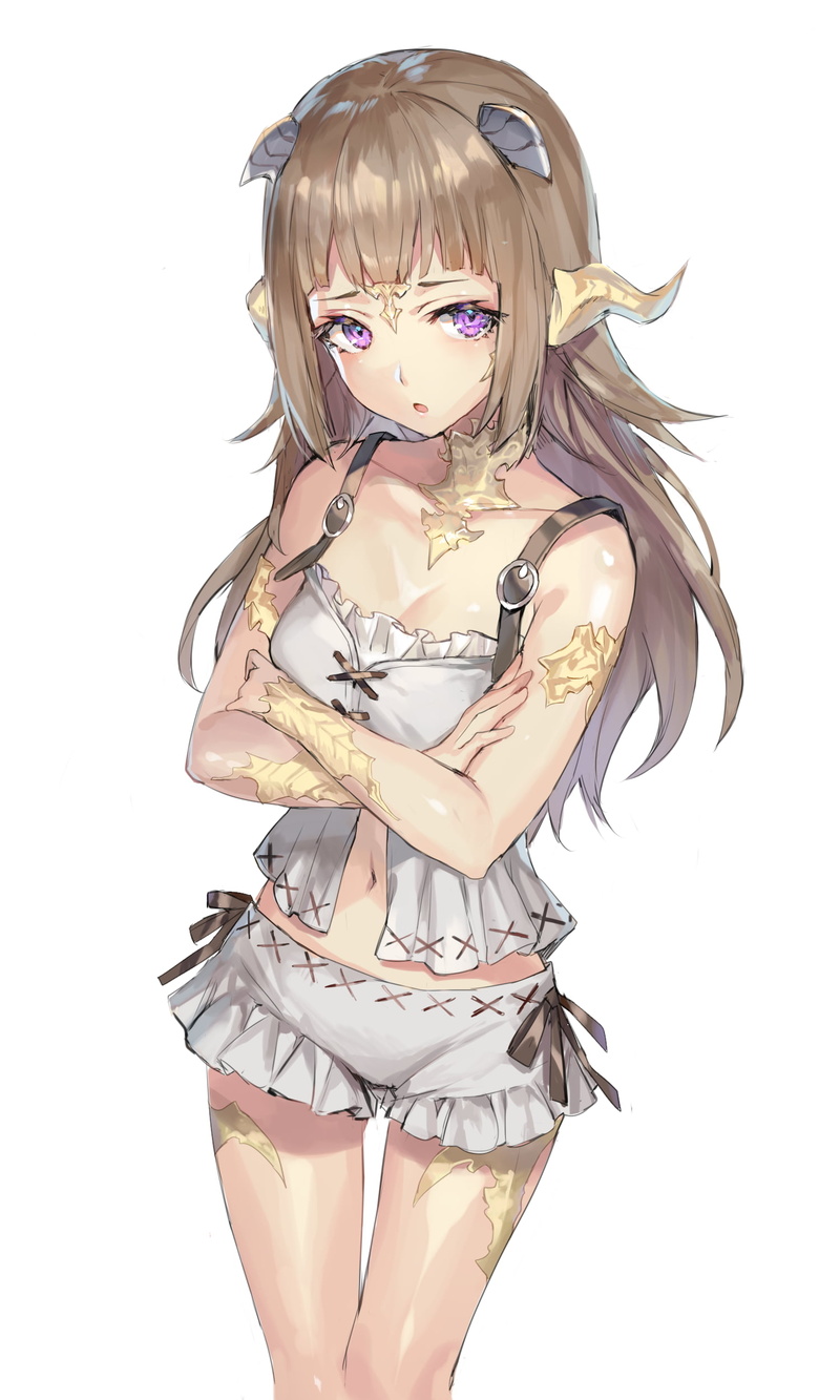 Yes, portrait display, blue eyes, Au Ra, long hair, anime girls, anime, Final Fantasy XIV, artwork, brunette, 1080P, simple background, short pants, digital