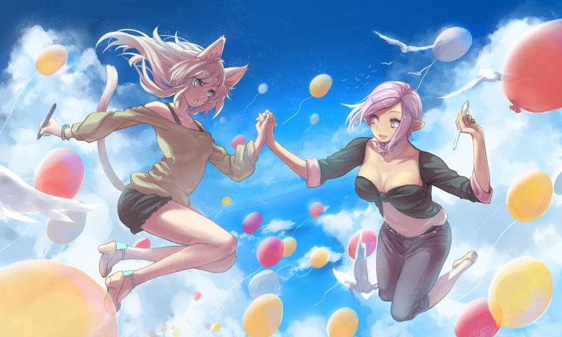 Final Fantasy XIV, animal ears, Elezen ( final fantasy ), Miqote ( final fantasy ), Final Fantasy, 720P, cat girl