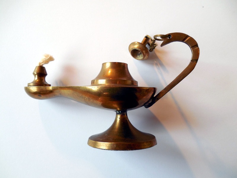 shiny, metal, 2K, two objects, lantern, antique, white background, nostalgic, brass, close-up, award, studio shot, wick, arabian nights, oil lamp, magic lamp