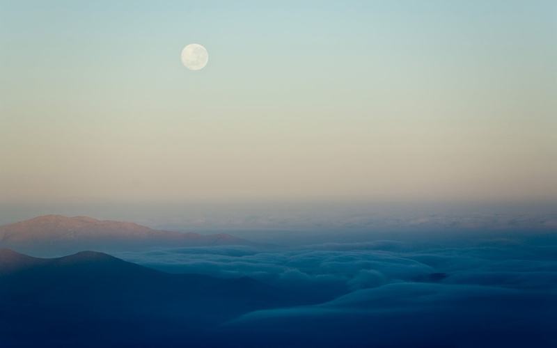 dusk, idyllic, mountain range, outdoors, clouds, tranquility, planetary moon, non-urban scene, mountain, scenics - nature, snowcapped mountain, Moon, landscape
