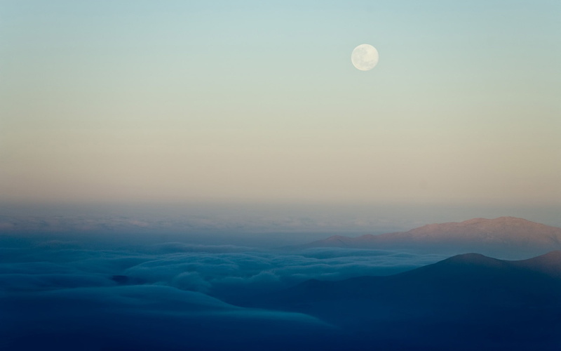 cold temperature, 1080P, planetary moon, tranquility, no people, nature, scenics - nature, landscape, dusk, copy space, mountain, outdoors, full moon