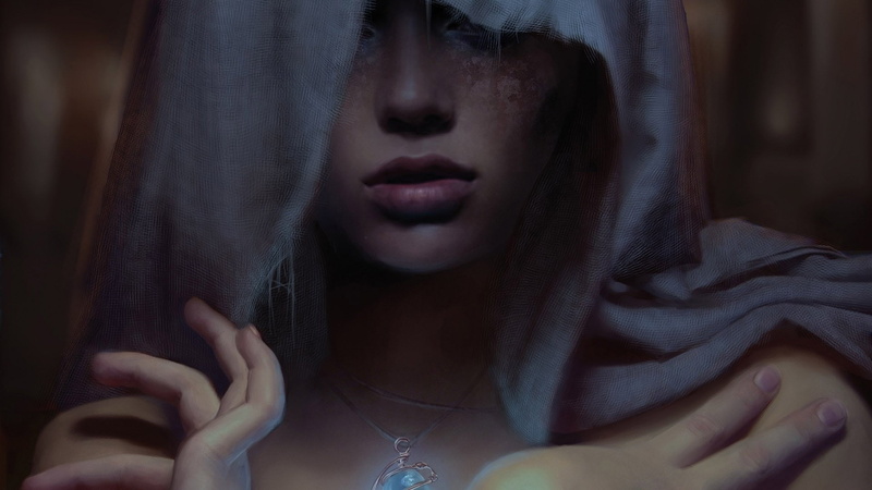 Dark, Seer, Women, Freckles, Painting, Fantasy, 1080P