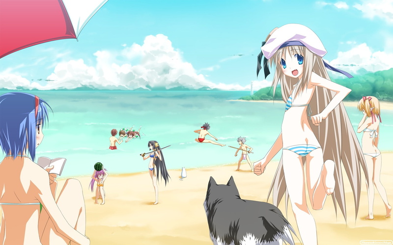 1080P, representation, cloud - sky, holiday, Kurugaya Yuiko, Nishizono Mio, vacations, outdoors, anime girls, sea, nature, human representation, day, Little Busters!