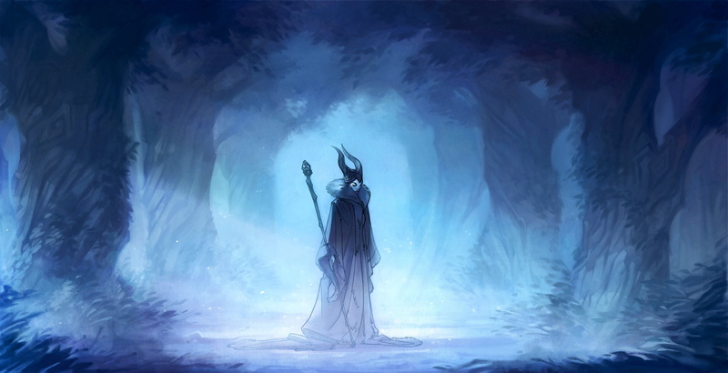 Maleficent, 2K, forest, witch, art