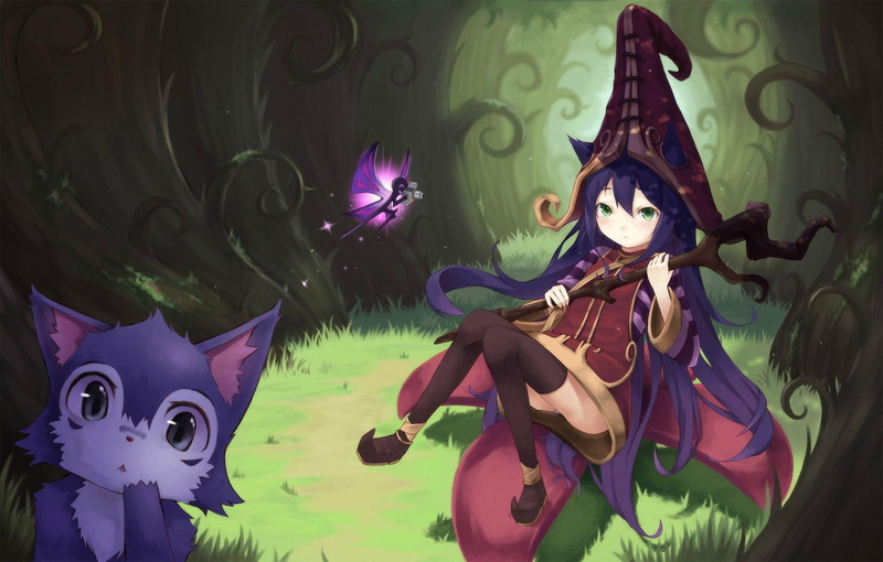 game, 1080P, league of legends, magic, games, girl, forest, lulu