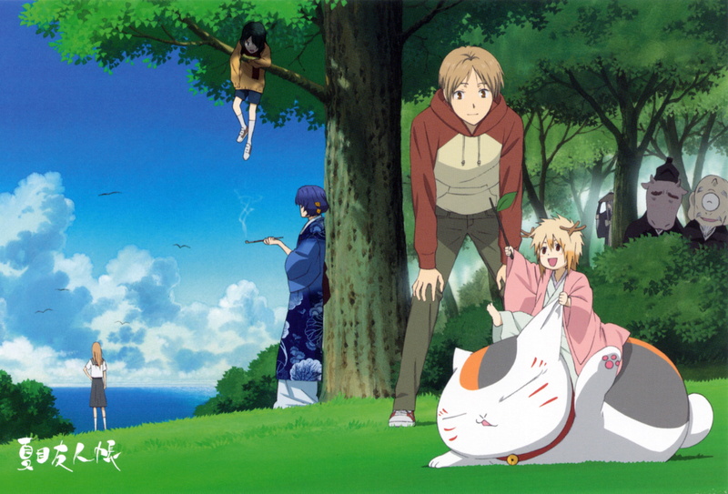 nature, 2K, child, Nyanko-Sensei, white, Natsume Yuujinchou, leisure activity, full length, Natsume Reiko, creativity, grass, s, traditional, Takashi Natsume
