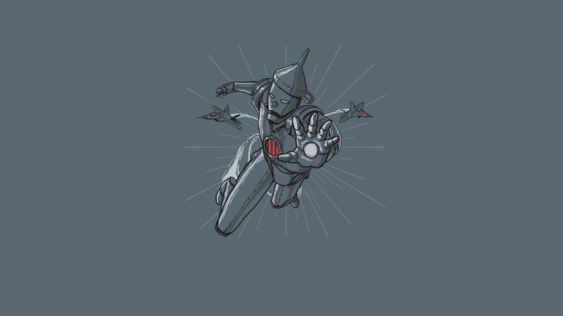 funny, Iron Man, tin man, hd, minimalistic, artwork, tin, 1080P, man, iron, art