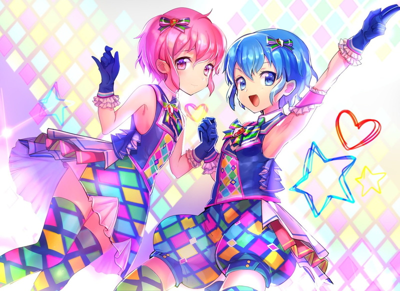 zettai, leona, blue, thighhighs, short, hair, girls, ryouiki, west, para, shorts, dorothy, gloves, skirt, 720P, pink, puri, eyes