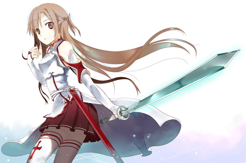 anime girls, Sword Art Online, clothing, beautiful woman, anime, females, arts culture and entertainment, skirt, hairstyle, studio shot, Yuuki Asuna, adult