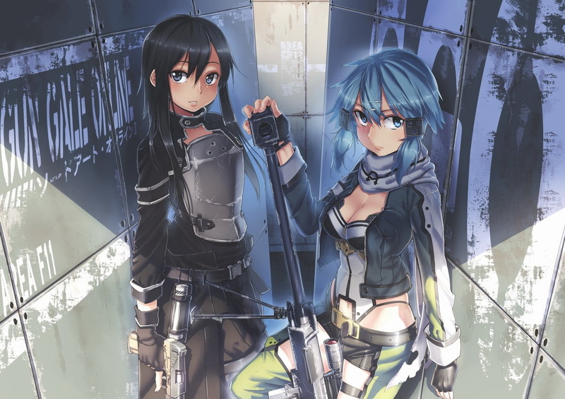 reflection, two people, Kirigaya Kazuto, indoors, disguise, Sword Art Online, leisure activity, sniper rifle, black color, 480P, weapon, young men, portrait