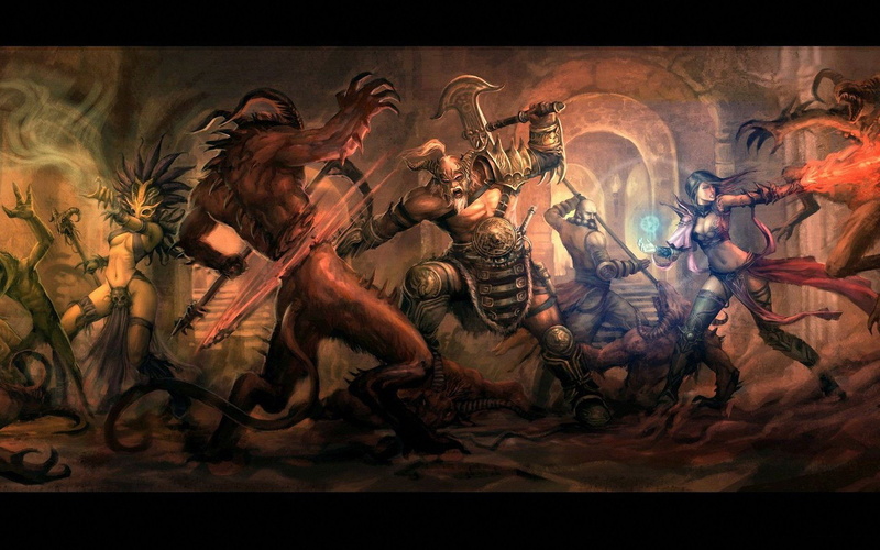 Diablo III, 1080P, Barbarian (Diablo III), Diablo, Wizard (Diablo III), Monk (Diablo III)