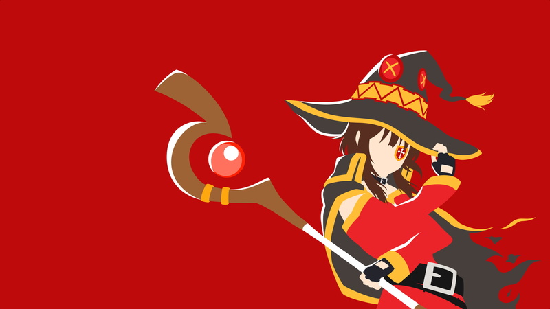 Kono Subarashii Sekai ni Shukufuku wo!, simple background, Megumin, 2K, minimalism