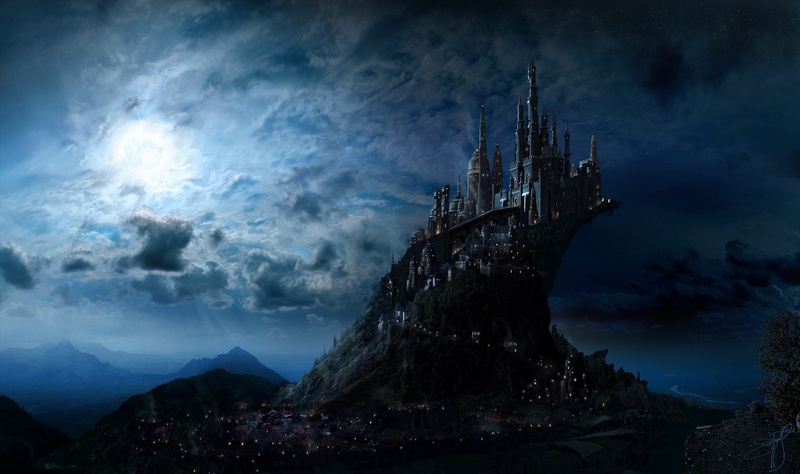 nature, history, outdoors, religion, water, ruined, castle, spirituality, night, the past, sky, cloud - sky, 2K, light, the sky, the moon, building, architecture
