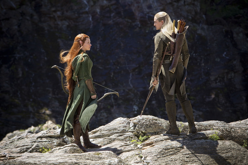 Evangeline Lilly, rock - object, women, full length, clothing, men, rock, solid, Orlando Bloom, weapon, history, young adult, females, 1080P, outdoors