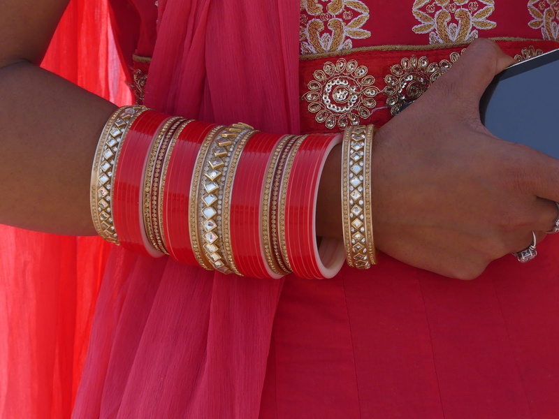 celebration, Red, one woman only, event, henna tattoo, bracelet, India, bride, human hand, hand, life events, adult, wedding, traditional clothing, one person