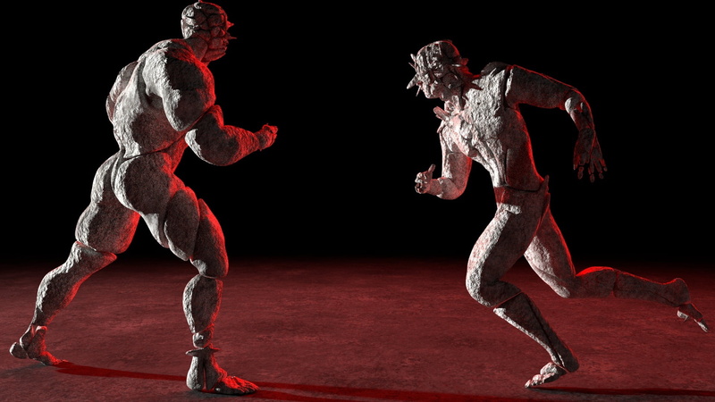 motion, performance, people, stage, red, studio shot, men, adult, two people, cut out, flexibility, cgi, athlete, indoors, 1080P, humanoid, strength, side view