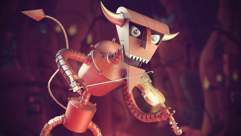 men, people, 720P, waist up, Robot Devil, celebration, event, stage costume, adult, robot, CG Render, performance, 3d, costume, arts culture and entertainment