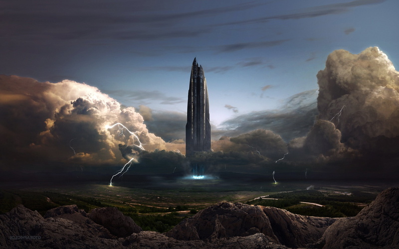 Lightning, Fantasy City, Futuristic, 2K, CG Render, 3d