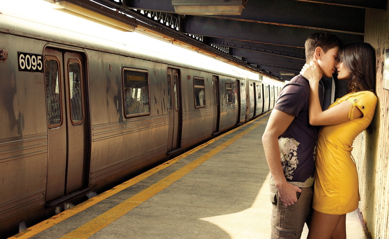 positive emotion, minidress, young women, real people, casual clothing, couple - relationship, adult, young adult, transportation, women, yellow, public transportation