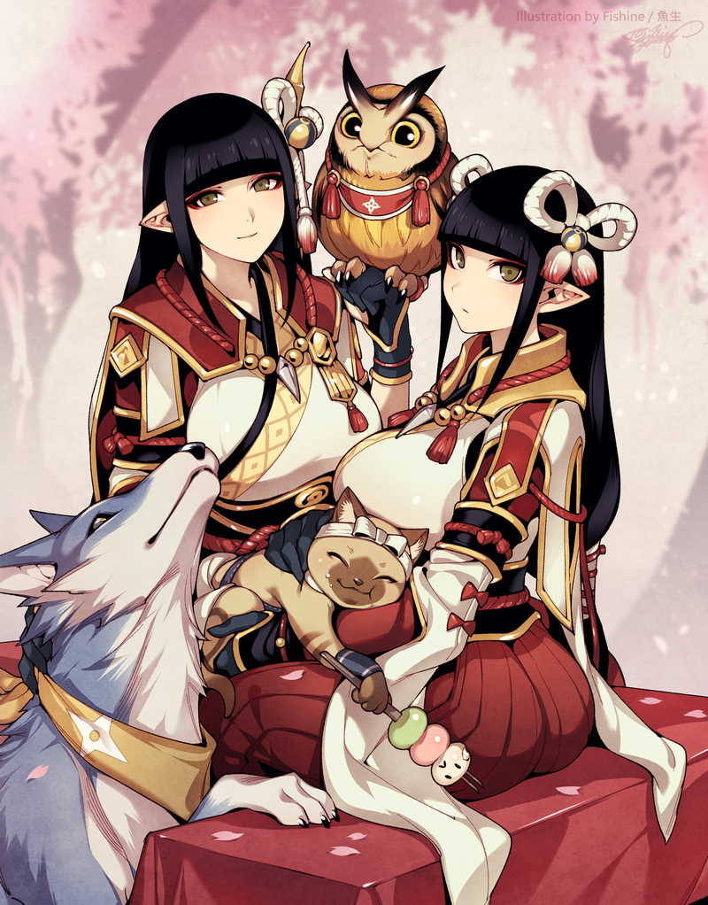 anime girls, elf ears, 720P, vertical, Monster Hunter, anime, Monster Hunter Rise, Fishine