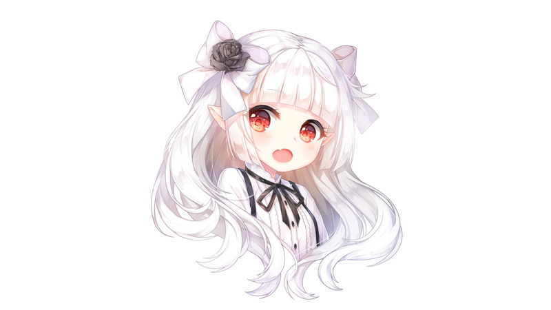 hair, young women, contemplation, close-up, one person, hairstyle, creativity, front view, 720P, portrait, Anime, copy space, red eyes, white background