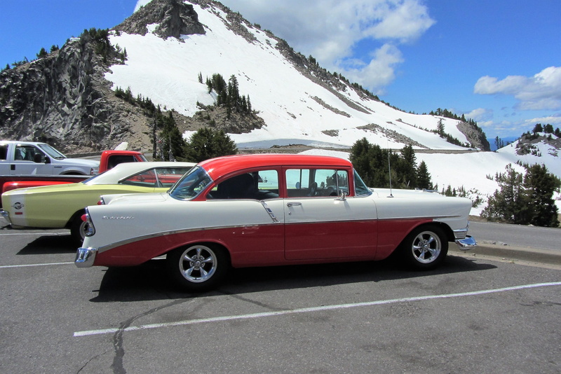 land vehicle, day, mode of transportation, sky, travel, side view, red, Hot Rod, mountain, paintwork, Oldtimer, Vintage Car, classic car, car, auto show