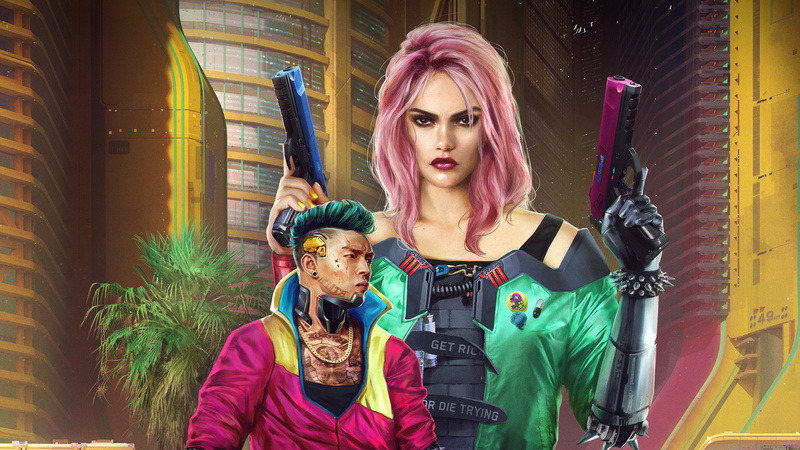 4K, Weapon, Cyberpunk 2077, Woman, Cyberpunk, Video Game, Pink Hair, Girl
