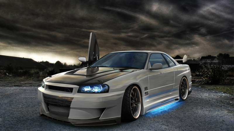 nissan, r34, tuning, skyline, 1080P, gtr