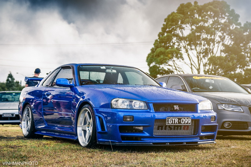 Nissan Skyline GT-R R34, stationary, tree, Nissan, retro styled, motor vehicle, nature, sky, 1080P, outdoors, plant, blue, cloud - sky, mode of transportation