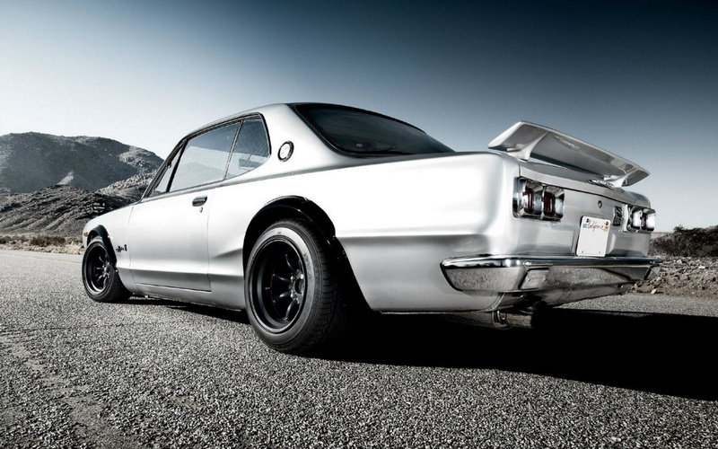 street, side view, transportation, vignette, cars, Tuning, retro styled, nature, motor vehicle, sky, clear sky, mountain, JDM, classic, 1080P, skyline