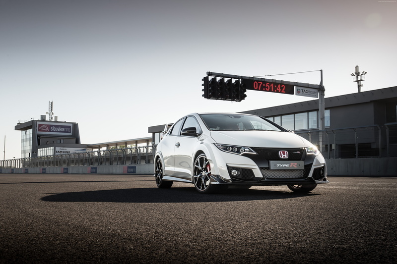 Nurburgring, 4K, hatchback, white., Honda civic type R