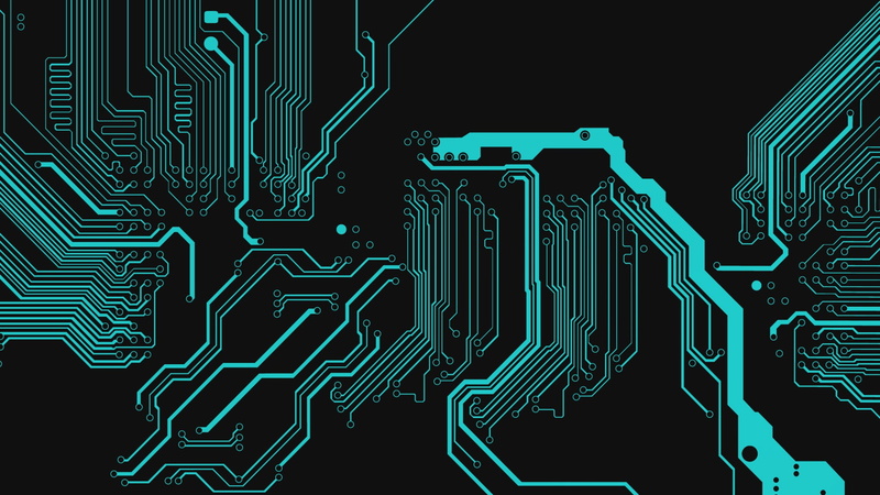 1080P, Circuit, dark background, black, electronic, abstract, texture, digital art, blue