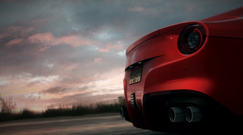 no people, car, sunset, semi-truck, red, road, nfs, sports car, mode of transportation, nature, trucking, transportation, travel, dusk, motor vehicle, land vehicle