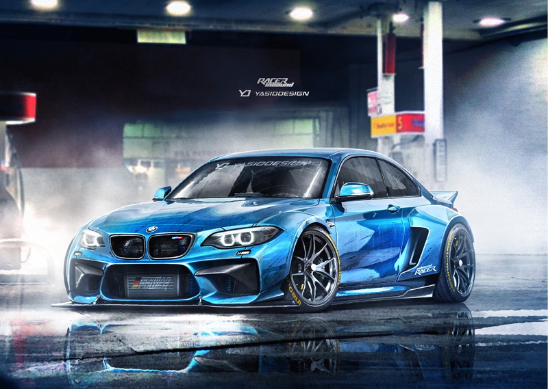 artwork, BMW M2, bmw, YASIDDESIGN, 1080P, car, render