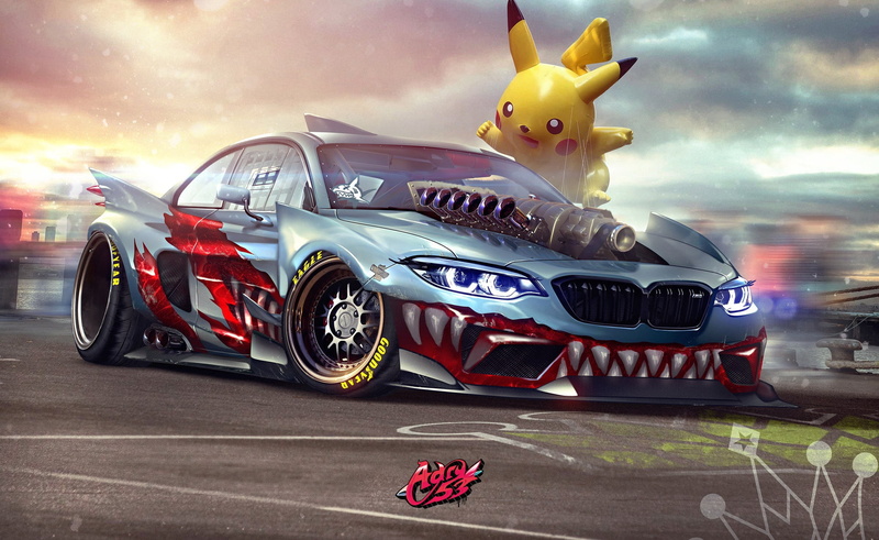 Car, Auto, BMW, Art, by Timothy Adry, Teeth, Pikachu, Transport and Vehicles, Tuning, Megalozombie M2, Machine, 1080P, Timothy Adry, SPEEDHUNTERS