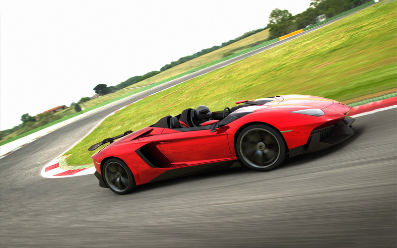 blurred motion, mode of transportation, motion, clear sky, sports race, nature, Aventador, speed, j, plant, driving, red, motor vehicle, side view, transportation