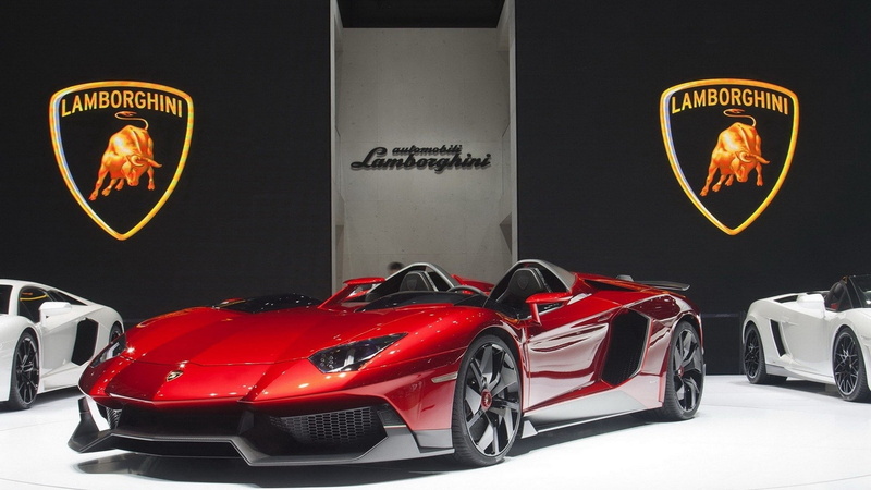 luxury, studio shot, racecar, text, communication, land vehicle, black background, lamborghini aventador j, mode of transportation, red, warning sign, motor vehicle